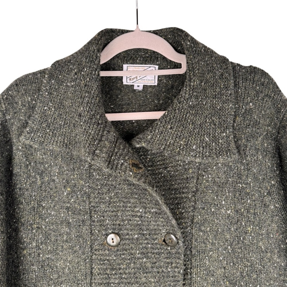 Kerry Traditions 100% Wool Cardigan Size M Green Womens Two Raws Button closure - Picture 3 of 7